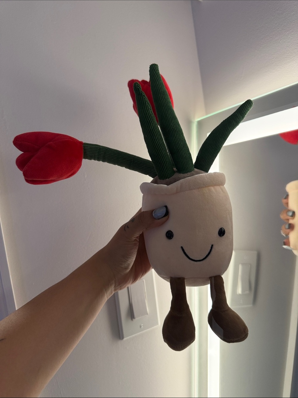 Plush Tulip Plant Toy - Red & Green Cute Pot Plush for Kids